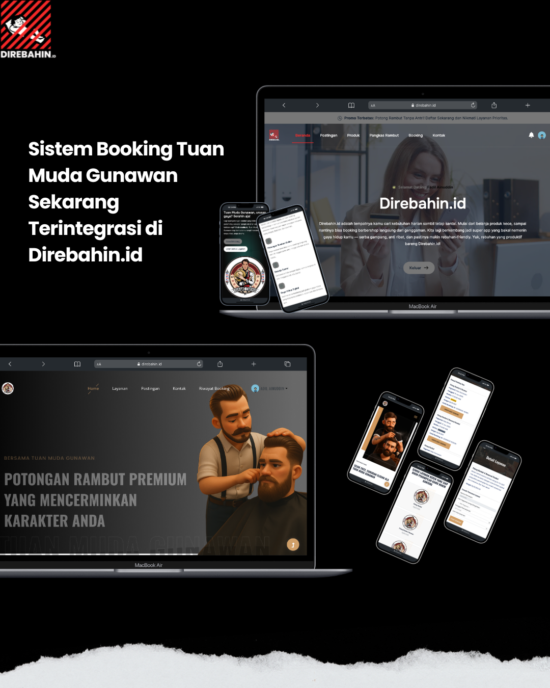 Direbahin.id Hadirkan Pangkas Rambut Pertama di Way Jepara dengan Sistem Booking Online: "Toukang Cukhur Tuan Muda Gunawan"!