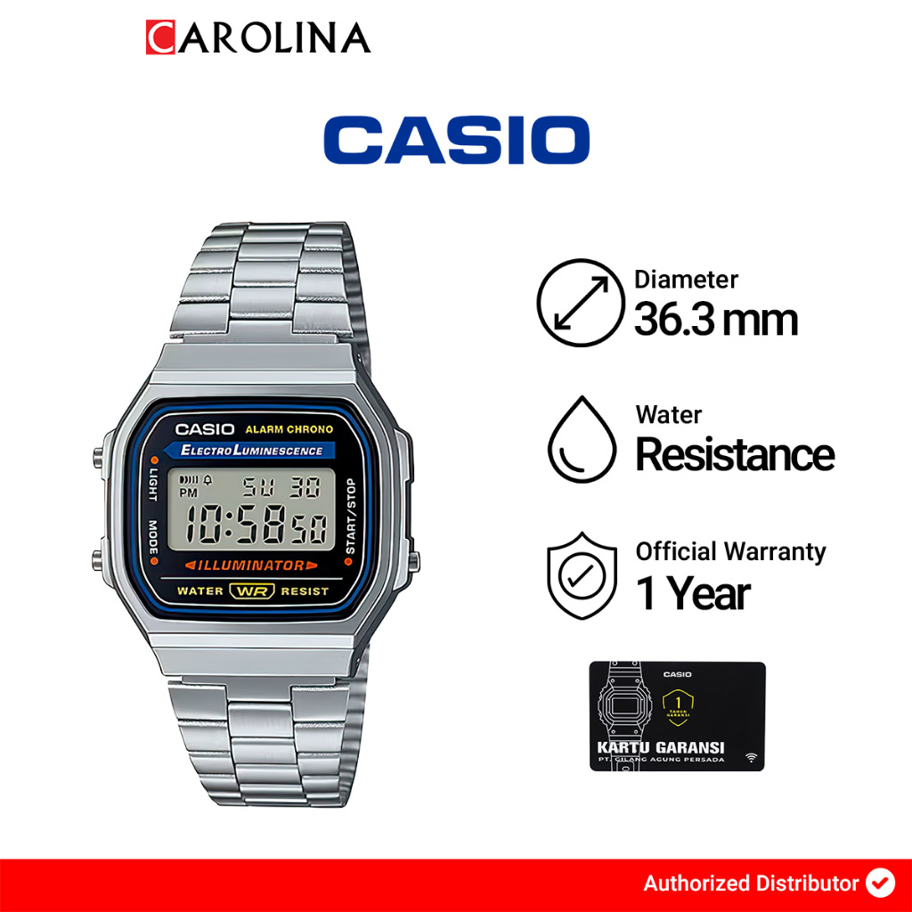 Casio General A168WA-1W Retro Digital Dial Stainless Steel Band